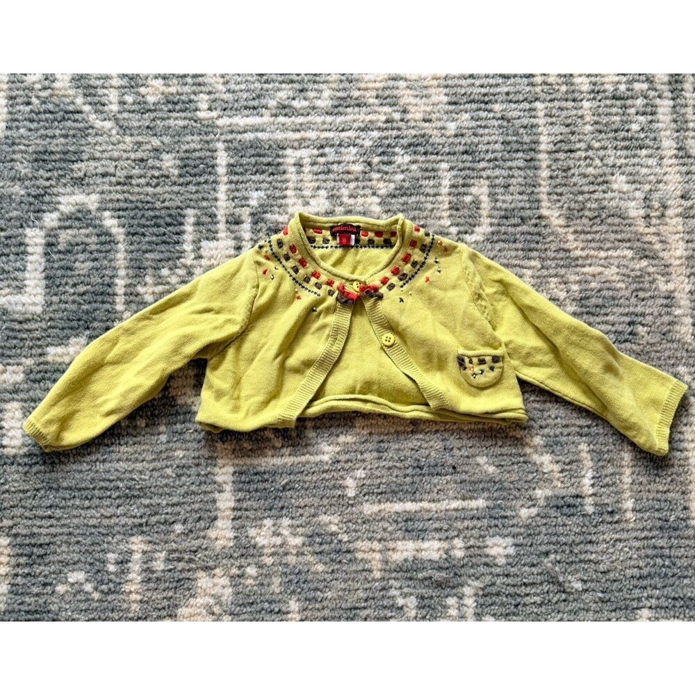 Catimini yellow knit baby cardigan sweater